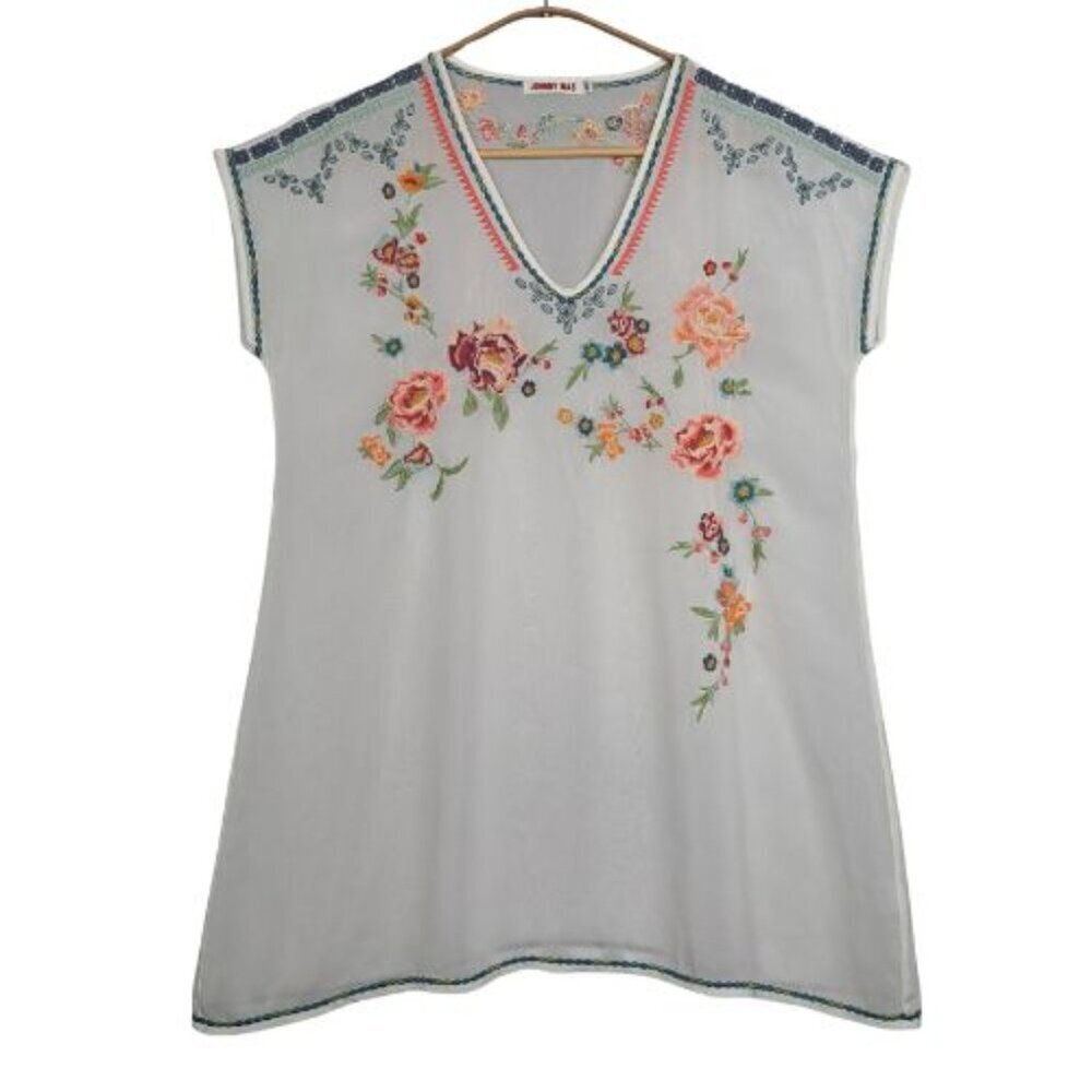 RARE Johnny Was Floral Embroidered Cupra Rayon Tunic - Picture 2 of 9